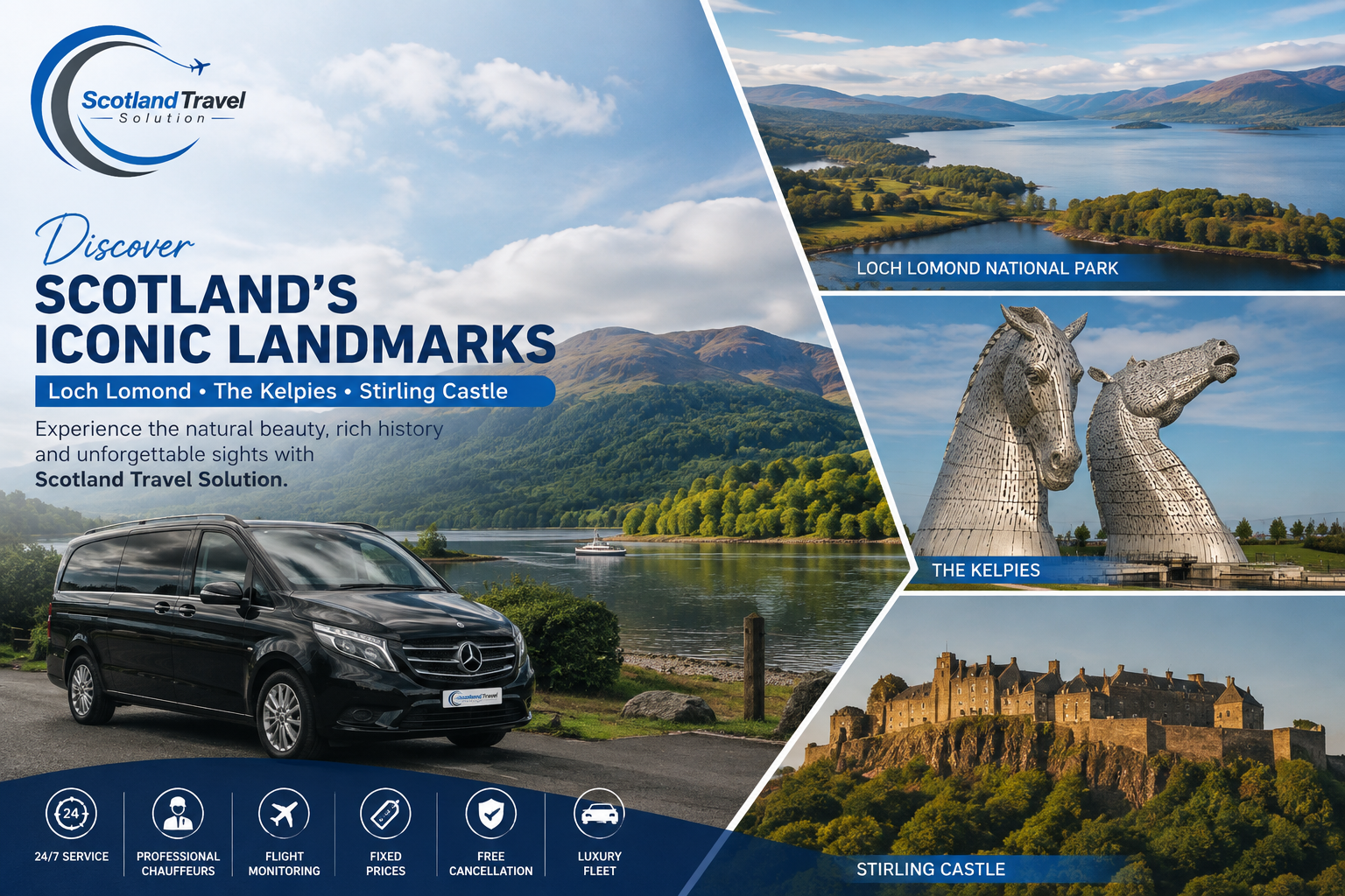 Loch Lomond Kelpies and Stirling Castle Tour
